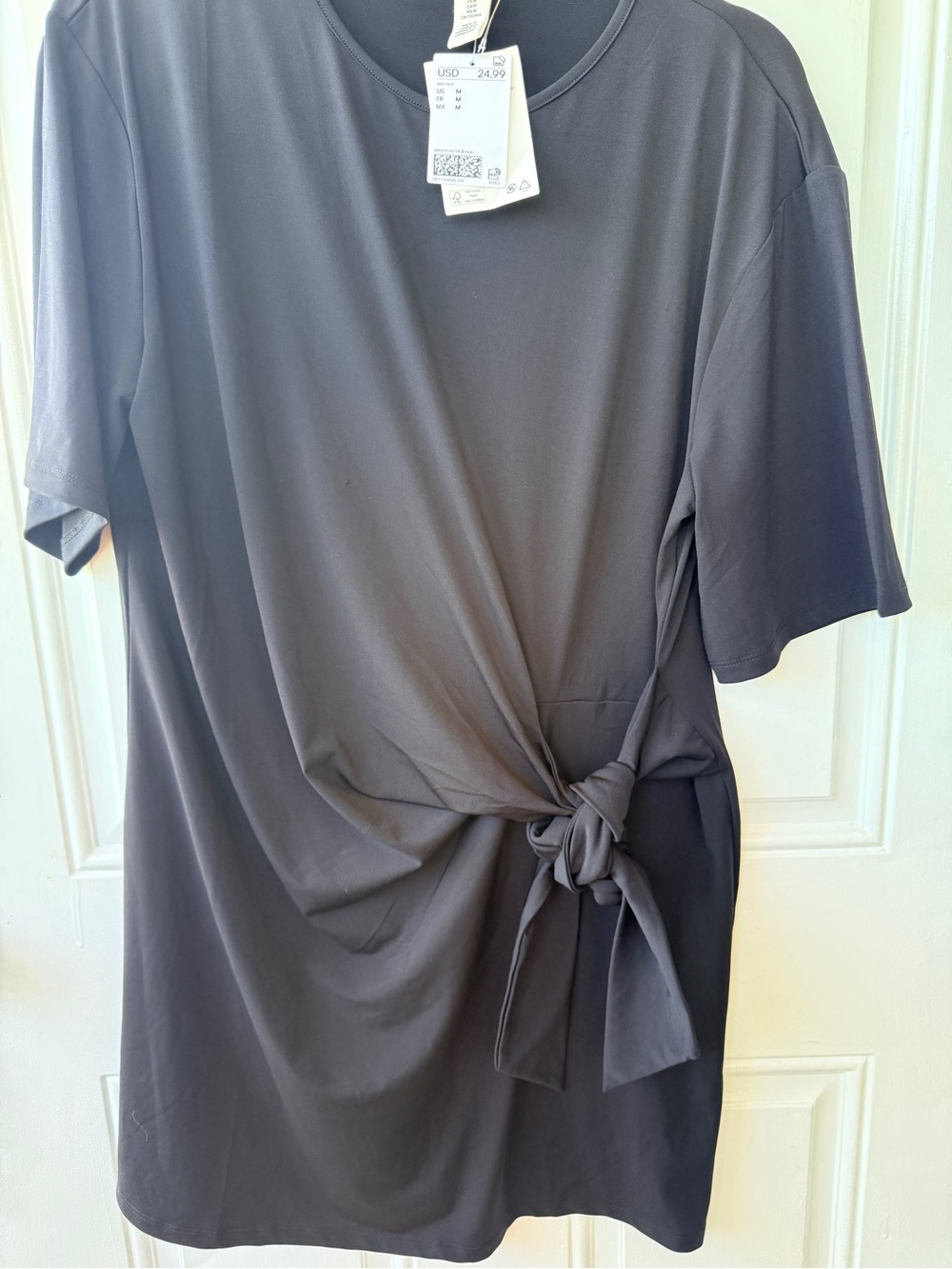 H&M Charcoal Knot-Detail Mini Dress